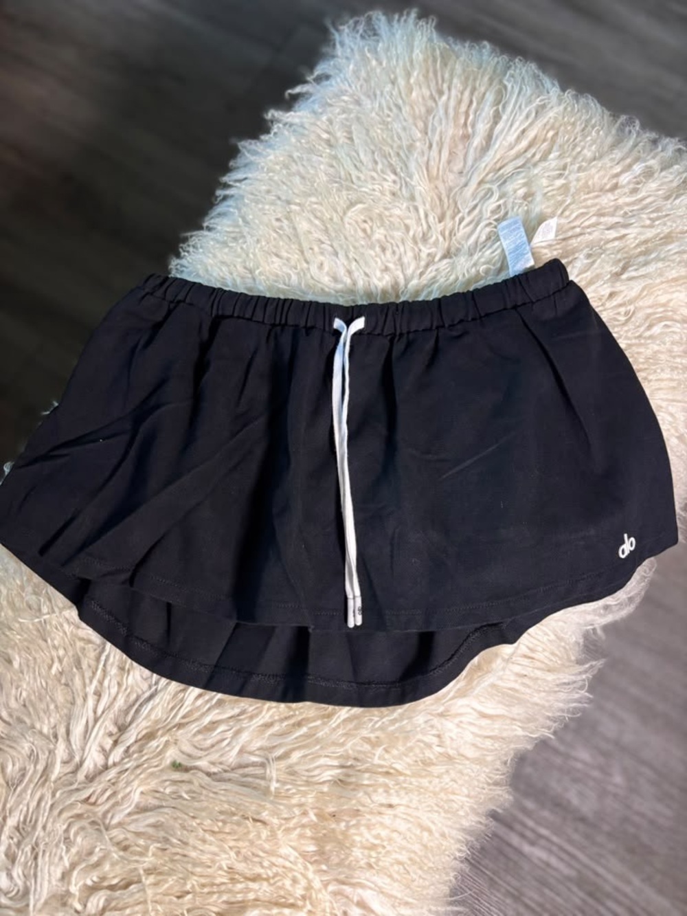 Women's Black Athletic Skort with White Drawstring